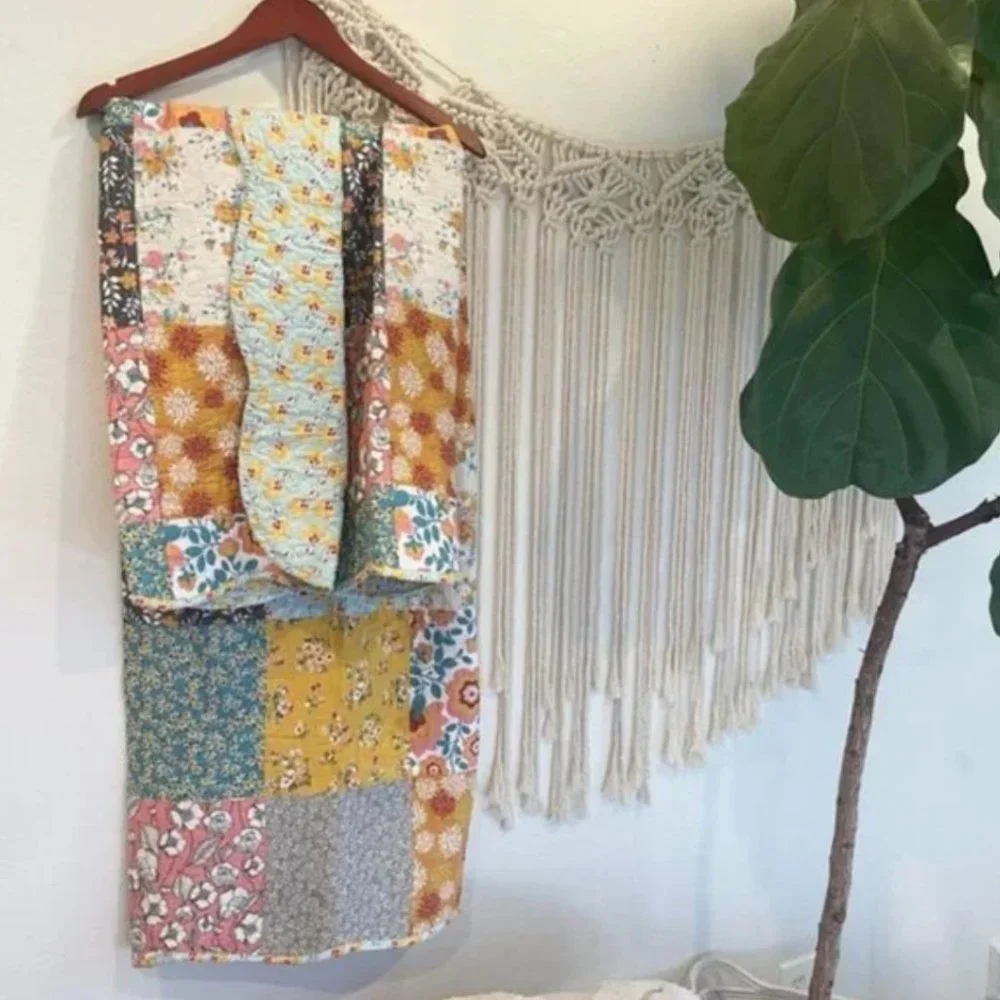 New! Boho Floral Throw Blanket Bedspread Quilt